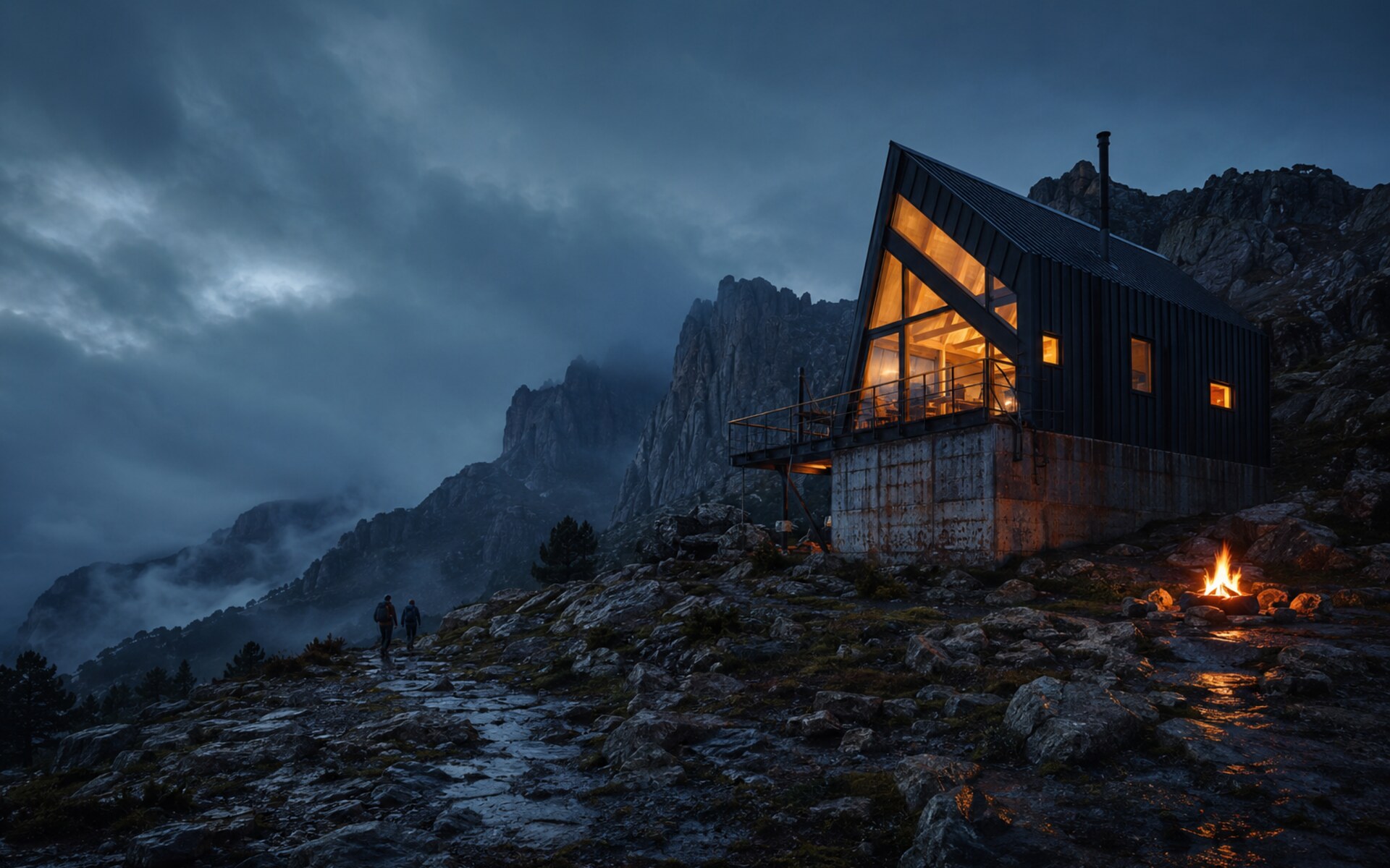 Cabaña base para una aventura de montaña